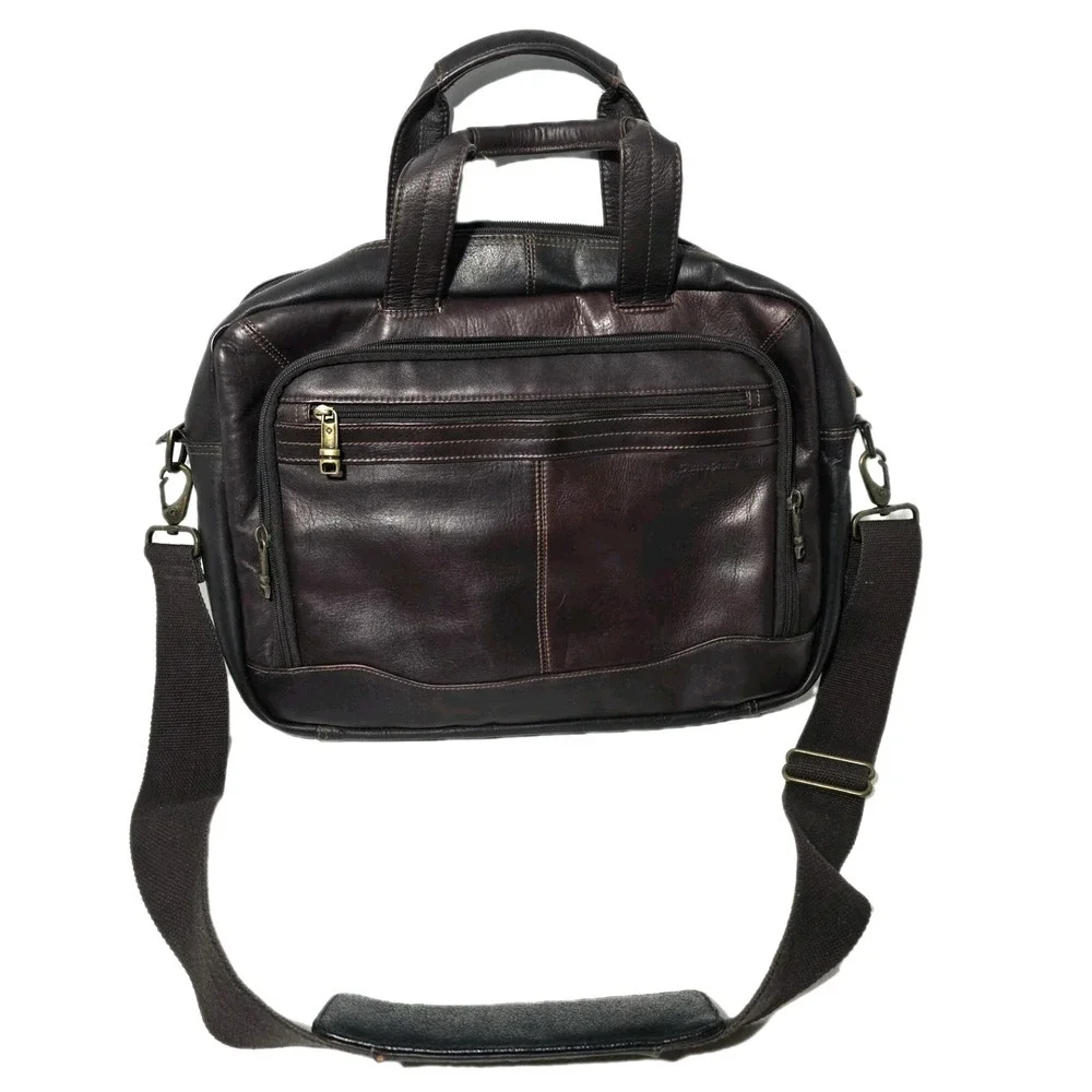 Samsonite Brown/Black Leather Laptop Business Case Briefcase Case Bag